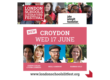 The logos of the London Schools Literature Festival and John Whitgift Foundation appear above photos of the four authors/illustrators taking part in the free event.