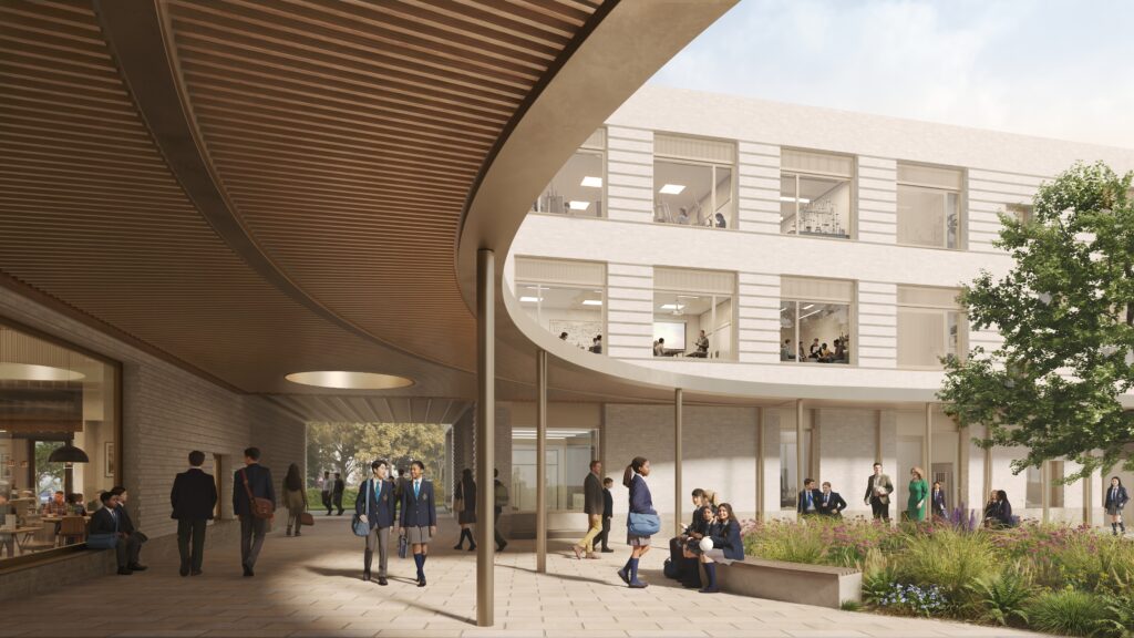 A computer-generate image of the new partially covered courtyard proposed as part of the plans