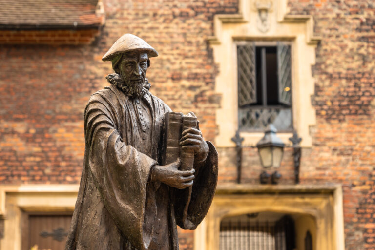 A statue of John Whitgift in the grounds of the Whitgift Almshouses