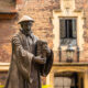 A statue of John Whitgift in the grounds of the Whitgift Almshouses